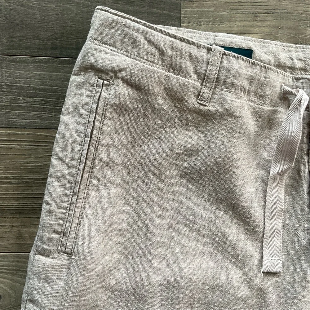 36x32 NWT Perry Ellis Linen Blend Pants Mens Khaki Light Tan Button Fly Drawcord